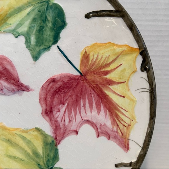 Vintage Italian hand painted Ceramic Leaf/ Decorative Plate - Picture 7 of 11